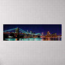 Brooklyn Bridge at Night Panorama Print