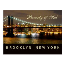 Brooklyn New York Wedding Design Post Card