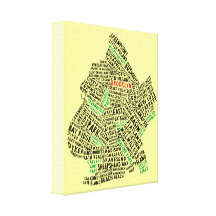 Brooklyn NYC Typography Map Stretched Canvas Prints