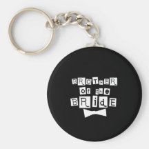 Brother of Bride White on Black Keychain
