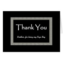 BROTHER Page Boy Chequerboard Wedding THANK YOU Greeting Card