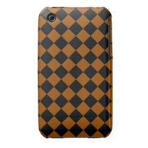 Brown and Black Diagonal Checkerboard Design iPhone 3 Case