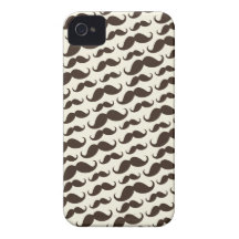 Brown and cream trendy funny moustache pattern Case-Mate iPhone 4 cases