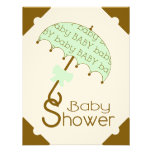 Brown and Green Umbrella Baby Shower Invitation