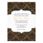 Brown and Orange Damask Wedding Invitation invitations