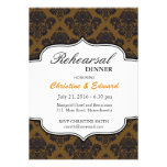 Brown and Orange Damask Wedding Rehearsal Dinner invitations