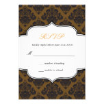 Brown and Orange Damask Wedding Response Card invitations