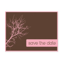 Brown and Pink Autumn Branches Save the Date Post Cards