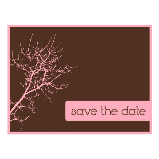 Brown and Pink Autumn Branches Save the Date Post Cards