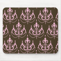 brown and pink chandelier french damask mousemats