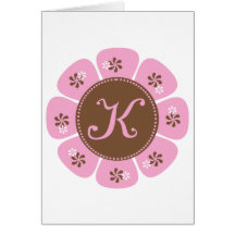 Brown and Pink Monogram K Cards