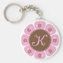 Brown and Pink Monogram K Key Chains