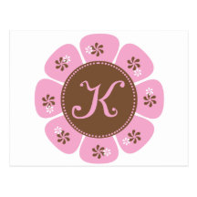 Brown and Pink Monogram K Post Card
