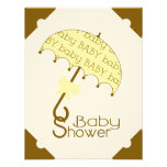 Brown and Yellow Umbrella Baby Shower Invitation