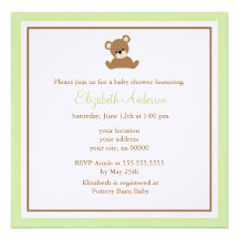 Brown Bear Baby Shower Invitations