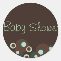 Brown & Blue Circle Baby Shower Sticker/seal