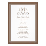 Brown border frame classy monogram graduation custom announcements