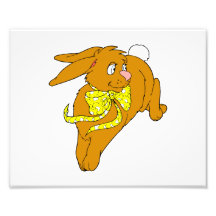 brown bunny hop yellow bow graphic.png photographic print