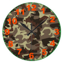 Brown Camouflage Clock With Numbers