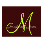 Brown Cream Green Wedding RSVP Card Monogram Announcement