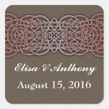 brown elegant wedding sticker