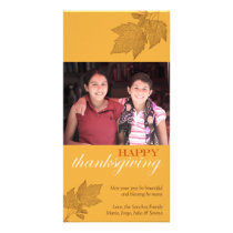 Brown fall leaves happy Thanksgiving golden yellow photo cards