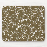 brown floral mouse pad