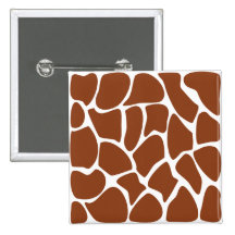 Brown Giraffe Print Pattern. Button