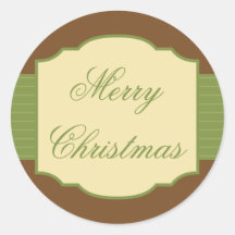 Brown & Green Merry Christmas Envelope Seals Stickers