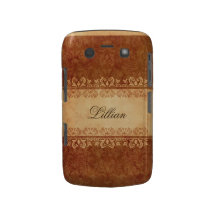 Brown grunge damask personalised BlackBerry case