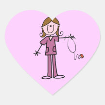 Brown Hair Female Stick Figure Nurse Sticker