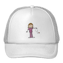 Brown Hair Female Stick Figure Nurse Trucker Hat