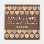 Brown hearts romantic wedding Save the Date magnet