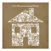 Brown House Home Housewarming Party Invitation