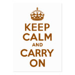 Brown Keep Calm and Carry On Business Cards