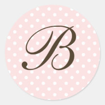 Brown Monogram B On Polka Dot Favour Labels Round Stickers