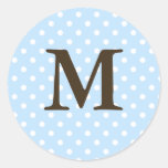 Brown Monogram M On Polka Dot Favour Labels Round Stickers