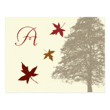 Brown Oak Tree Wedding Monogram Response Card Post Card