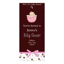 Brown on Polka Dot Pink Baby Shower Invitations