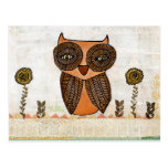 Brown Owl Lace and Flowers Mixed Media Art postcards