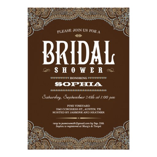 Brown Paisley Bridal Shower Invitations