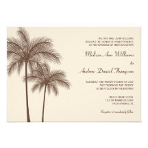 Brown Palm Tree Tropical Wedding Invitations