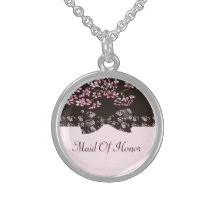 Brown & Pink Cherry Blossom Tree Wedding Necklaces