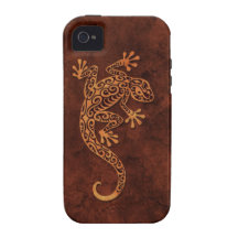 Brown Stone Climbing Gecko Case-Mate iPhone 4 Cover