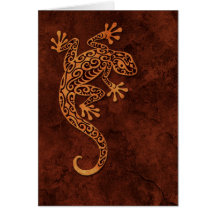 Brown Stone Climbing Gecko Greeting Card
