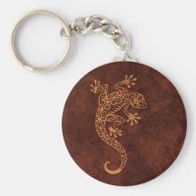 Brown Stone Climbing Gecko Keychain