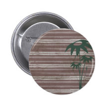 Brown Stripes with teal greenery Pinback Buttons