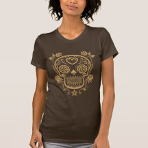 Brown Sugar Skull with Roses Tshirts