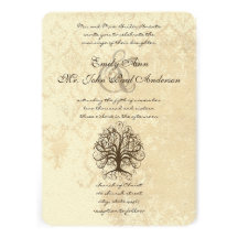 Brown Swirl Tree Distressed Damask Custom Announcement
