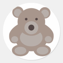 Brown Teddy Bear Round Sticker
